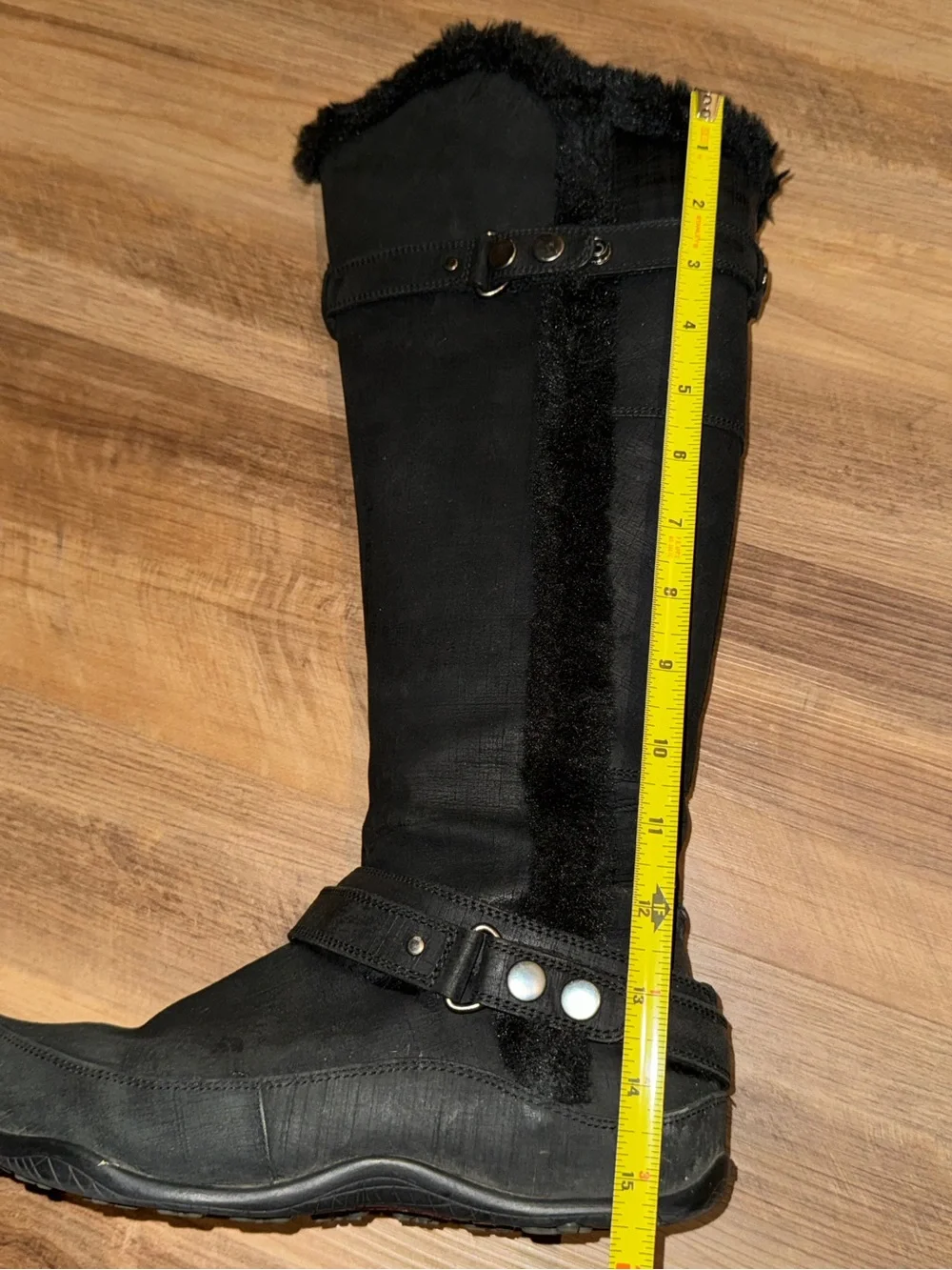 The North Face Brianna Black Tall Faux-Fur Trim Winter Boots US 7 Primaloft 200g